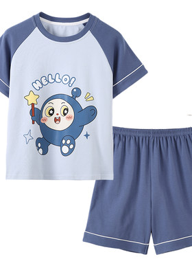 儿童睡衣男童短袖纯棉薄款套装夏季中大童小孩宝宝卡通家居服夏天