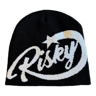 nojob vintage古着「RISKY」Opium风格冷帽美式英文提花针织帽男