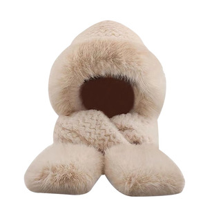 东北哈尔滨旅游防寒装备围巾秋冬季女加厚连帽围脖帽子一体保暖男