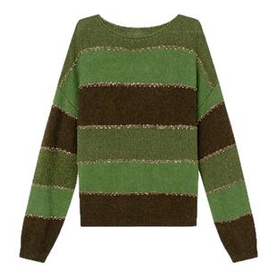 Jamor加墨时尚亮色拼色毛针织衫宽松简约毛衣2025秋冬新款女