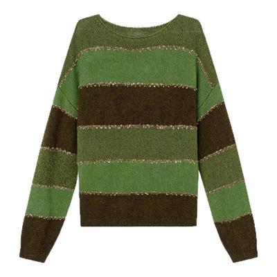 Jamor加墨时尚亮色拼色毛针织衫宽松简约毛衣2025秋冬新款女