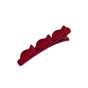 植绒纹理感懒人编发发夹鸭嘴刘海夹子头饰前额侧边红色一字发卡女