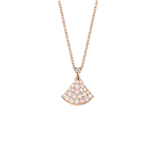 屿瑶满钻小裙子项链女时尚轻奢小众高级感精致扇子吊坠锁骨链配饰