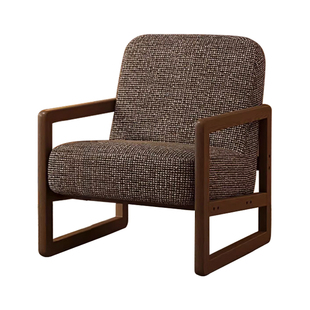 中古风理查德单人沙发椅侘寂民宿酒店客厅阳台设计师休闲实木单椅