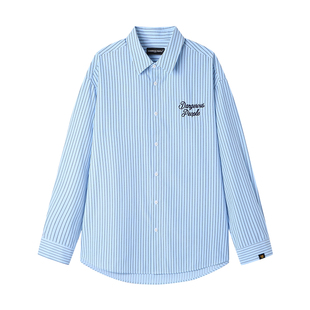 Dangerouspeople薛之谦dsp纯色简约百搭字母绣花宽松经典条纹衬衫