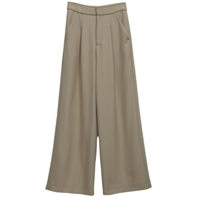 COMME吕燕精纺羊毛浅卡其阔腿裤