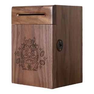 存钱罐家用大人用不可取储蓄罐带锁招财貔貅只进不出儿童储钱木质