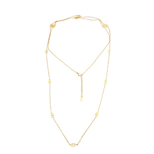 重工保色黄金色长款猪鼻子扣毛衣链金属高级感双圈项链大牌感小众