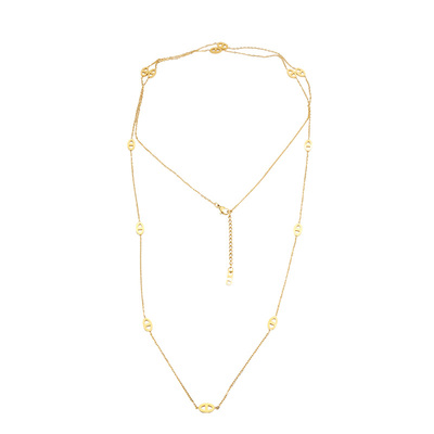 保色黄金色长款猪鼻子扣毛衣链