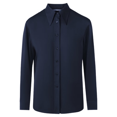 【MONEY HONG】朗姿长尖领带钻纽扣简约干练衬衫女2026年春季新款