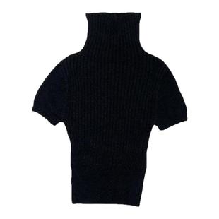 CCA自制网红博主同款氛围感高领短袖针织上衣紧身弹力显瘦短款T恤