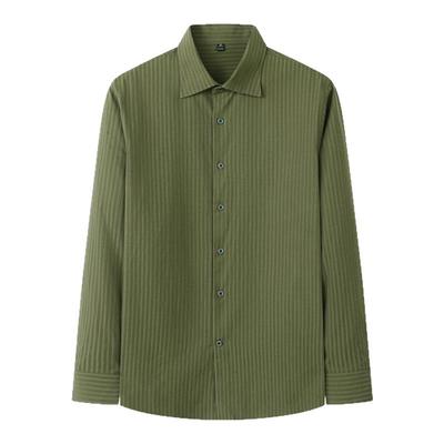 天丝暗条纹商务衬衫男