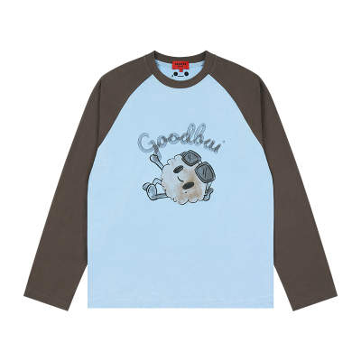 GOODBAI GOODEES 水彩印花拼色插肩长袖T恤