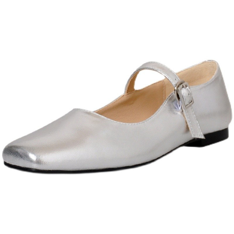 不二橘2024新款气质复古玛丽珍鞋芭蕾舞单鞋仙女风小皮鞋银色皮鞋