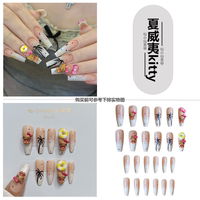 Cartoon cute girl, fresh and innocent false nail patches, sun egg strawberry, elk bear flower, wearable nail art hard sheets thumbnail 5