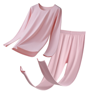 猫人加长款纯棉女士秋衣秋裤套装高个子秋冬季内搭打底衫保暖内衣