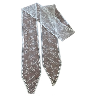 蕾丝丝巾系脖女2025新款高级感飘带丝带脖饰围巾薄款长条领巾发带