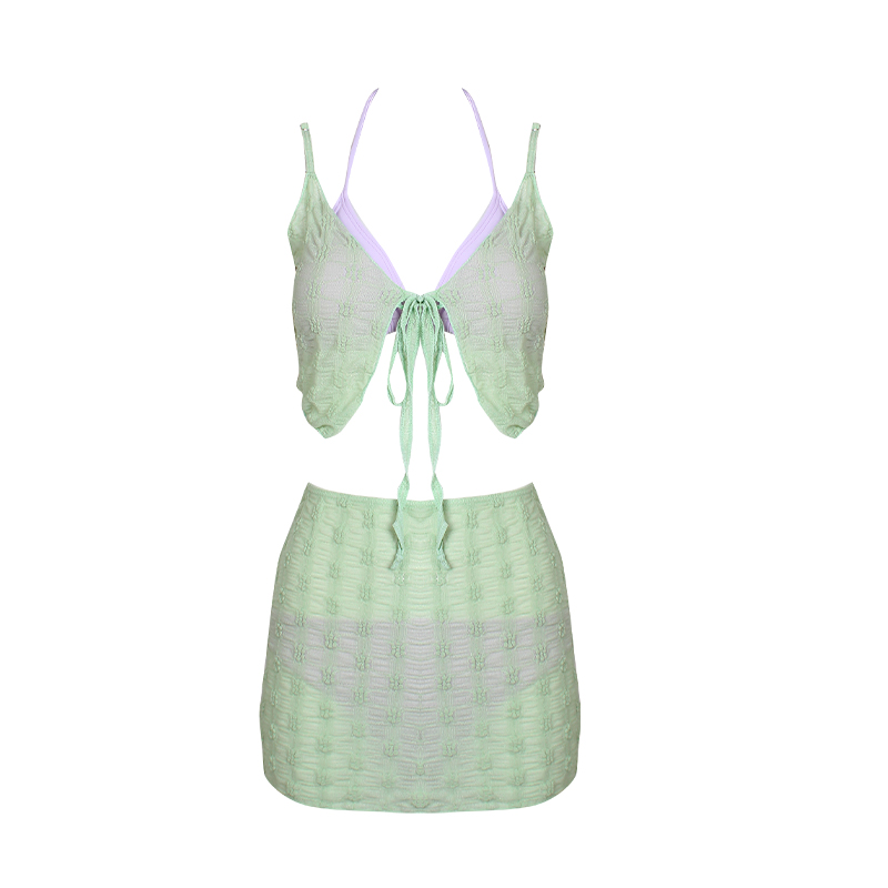 2025新款比基尼纯欲风高级感分体显瘦遮肚性感度假沙滩泳衣女保守