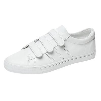 小白鞋韩版皮面休闲风板鞋魔术贴