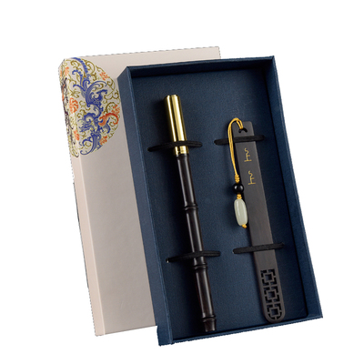 檀木刻字书签商务套装