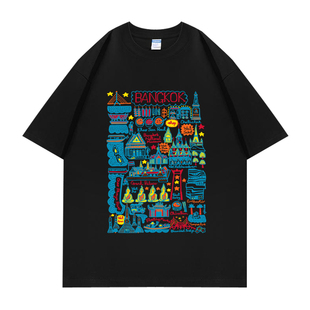 泰国thailand曼谷旅游旅行景点标志性建筑地标短袖T恤衣服文化衫