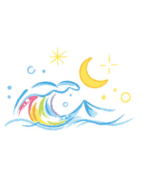 月亮海浪纹身贴 小清新海洋浪花 手臂锁骨个性小众防水不掉持久女