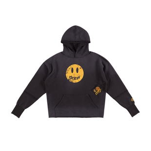 Drew House潮牌笑脸做旧破坏裂纹连帽衫美式秋冬高街休闲情侣卫衣