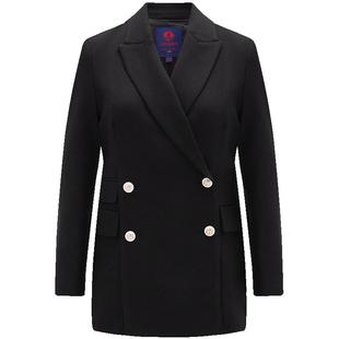 Navigare意大利小帆船纯羊毛单便西外套女春季黑色西服