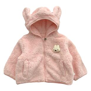 一岁婴儿宝宝冬装毛毛开衫外套女童带帽保暖加绒棉衣连帽上衣男童