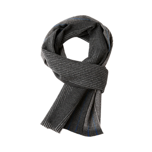 HLA/海澜之家撞色花纹围巾25新保暖休闲风柔软亲肤平整服帖围巾男