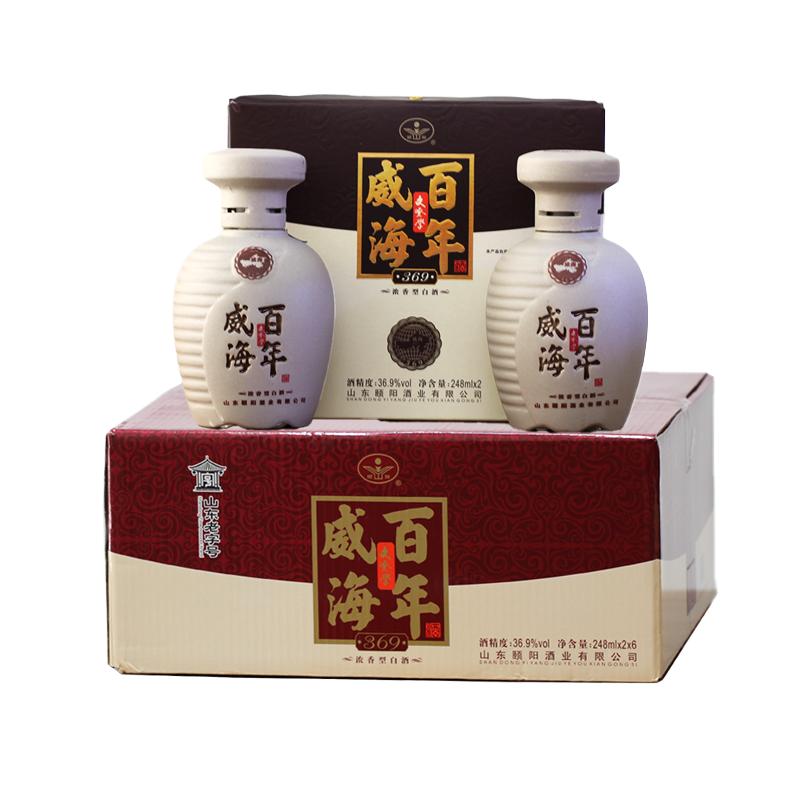 文登学百年威海369浓香型白酒过中秋节日春节送礼特产6盒装12瓶