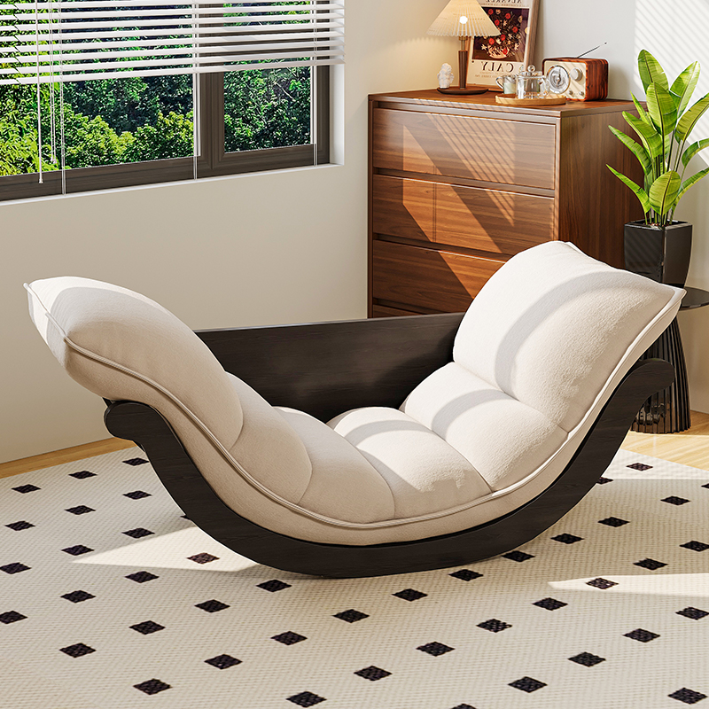 黑胡桃摇椅大人月亮躺椅成人可睡觉阳台休闲椅懒人沙发单人摇摇椅