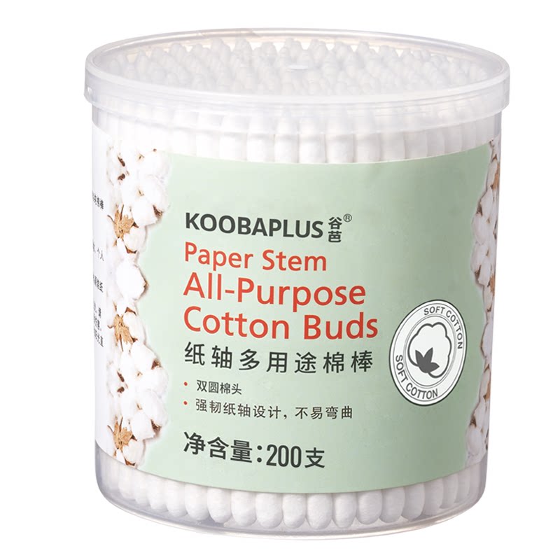 KOOBAPLUS谷芭纸轴多用途棉棒 双圆棒头脱脂棉个护清洁盒装棉签