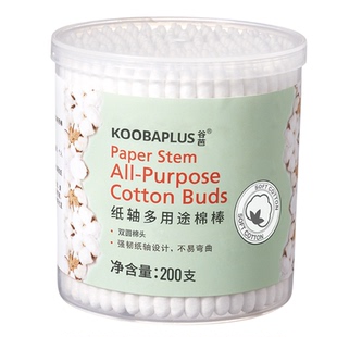 KOOBAPLUS谷芭纸轴多用途棉棒 双圆棒头脱脂棉个护清洁盒装棉签