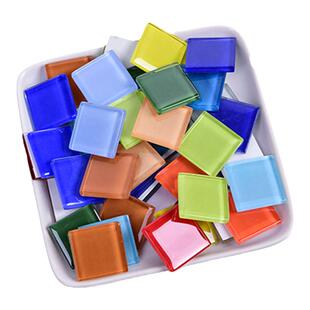 diy2.5cm正方形玻璃彩色马赛克幼儿园手工方块瓷砖大马赛克贴片