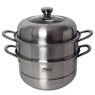 爱仕达ZS28A3J三层蒸锅304不锈钢28cm蒸馒头锅燃气灶电磁适用