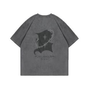 BJHG不计后果 夏麂皮短袖T恤男美式高街潮牌重磅体恤情侣装半袖女