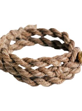 柿染复古棉麻手绳情侣手链
