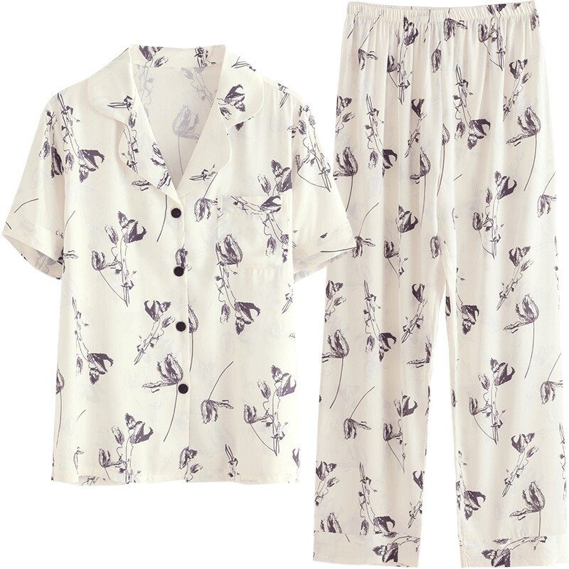 康妮雅女冰丝水光缎面春夏家居服