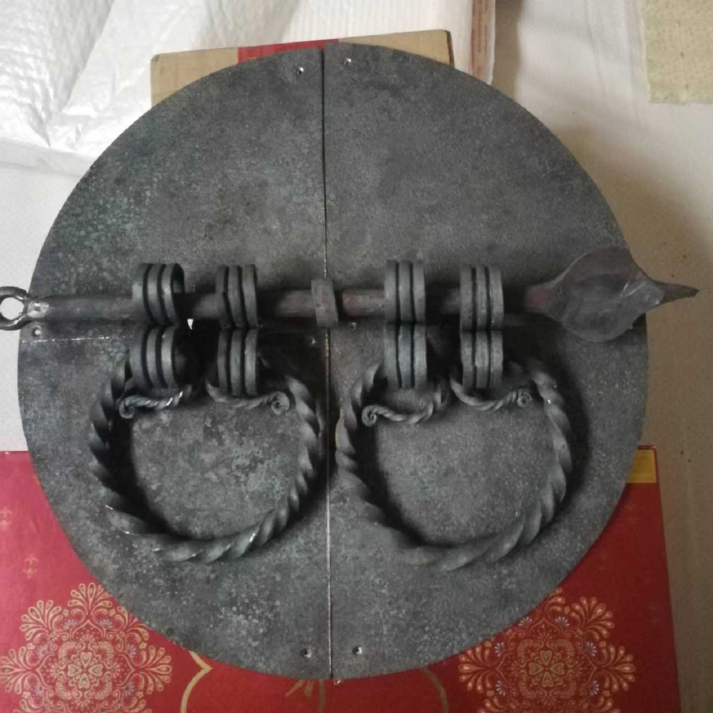 古建木门铁门环门闩整套四合院大街门用整套门环门栓铁匠手工艺