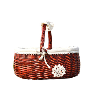 藤编篮子手提日式买菜鸡蛋篮收纳篮购物篮小竹篮礼品篮野餐水果篮