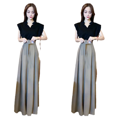 飞飞袖上衣阔腿裤长裤两件套