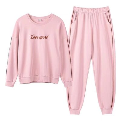 纯棉一体式长袖带胸垫家居服睡衣