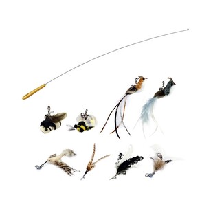 田田猫钢丝长杆替换头小鸟羽毛铃铛逗猫棒猫玩具耐咬幼猫自嗨神器