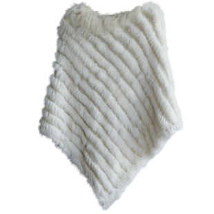 2025秋冬外贸貉子毛领兔毛斗篷披肩皮草外套纯手工编织针织披肩女