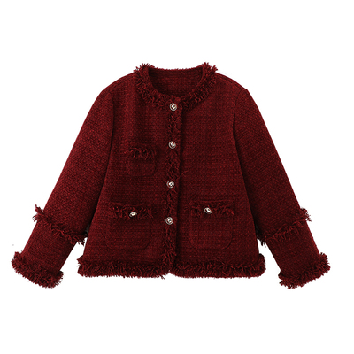 布丁哈鲁冬装女童洋气上衣2025秋冬新款儿童新年小香风羽绒服外套