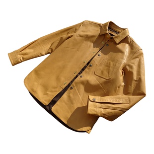 赔本抛售【天神WS03衬衫】小牛犊皮原色植鞣真皮衬衫男女真皮衣