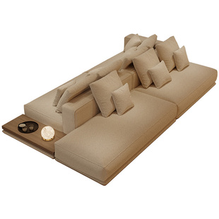 背靠背不靠墙双面地平线沙发布艺侘寂风原木色大户型横厅岛屿模块