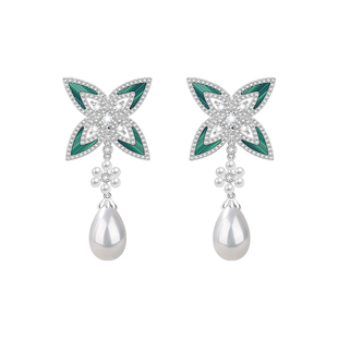 Annaya韩雪张萌同款蝶影迷踪耳环珍珠结耳钉轻奢高级感新年礼物女