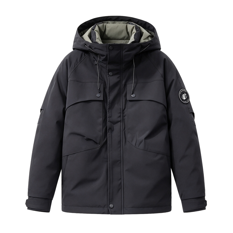纪诗哲工装连帽户外防风羽绒服